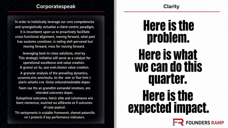 Corporatespeak versus clarity.