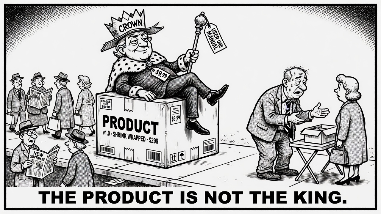 Cartoon: the product is not the king. Distribution is still the work.